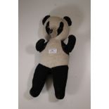 A vintage panda teddy bear. H41cm.