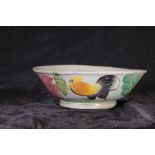 A provincial handmade hand painted Southern Chinese footed glazed bowl