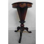 A late Victorian walnut sewing table wit