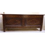 An early 18thC oak and marquetry chest,