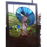 A 1930s oak framed firescreen  comprisin