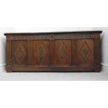 An early 18thC oak chest, having a risin