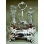 An early Victorian silver cruet stand of