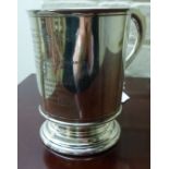 A silver one pint tankard of tapered, cy