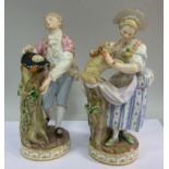 A pair of mid 19thC Meissen porcelain fi