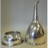 A George III silver two part wine funnel