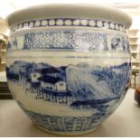 A late 19thC Chinese porcelain fish bowl