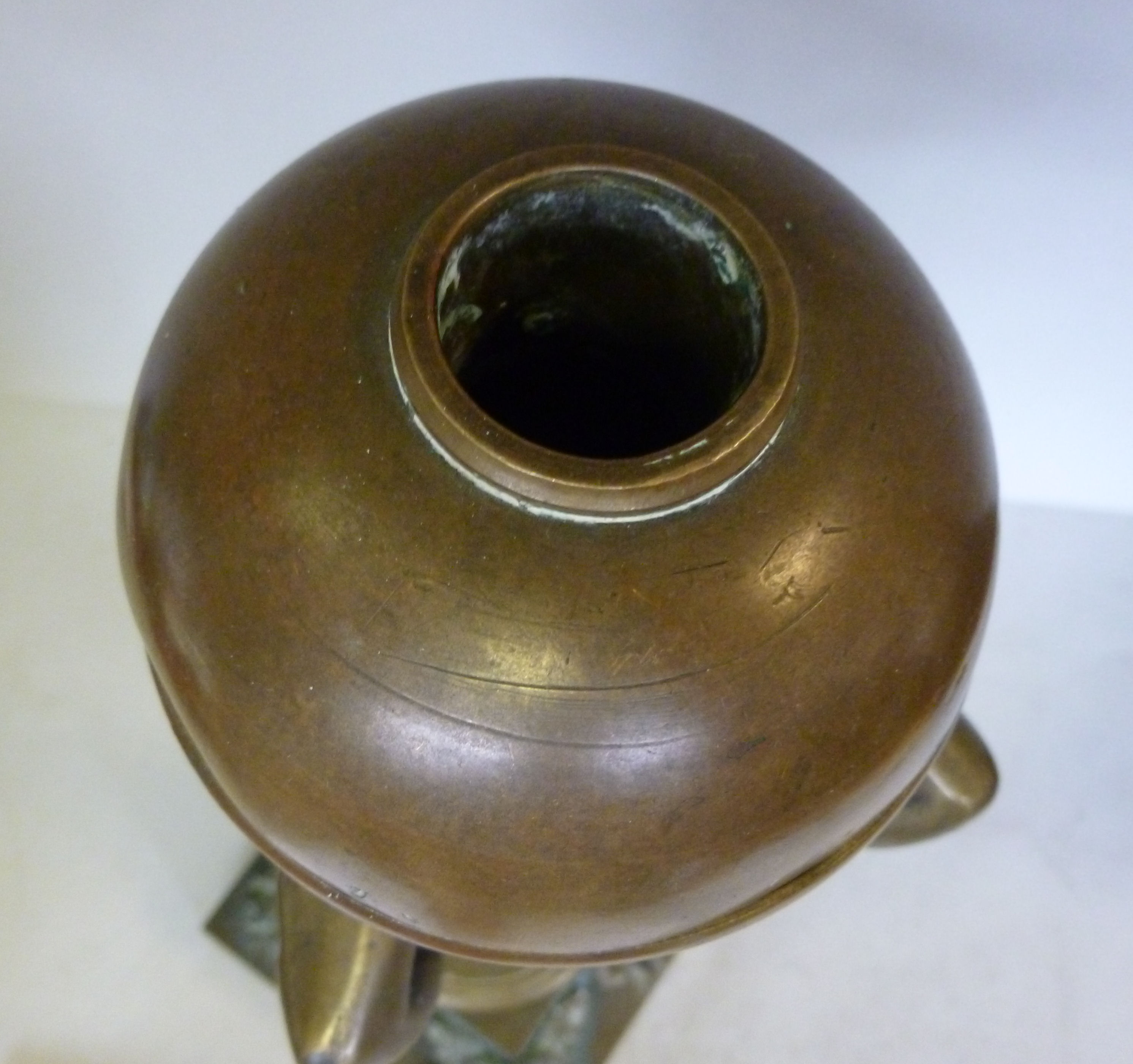 A late Victorian cast bronze lamp base, - Image 4 of 4