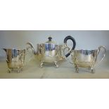 An Edwardian three piece silver tea set