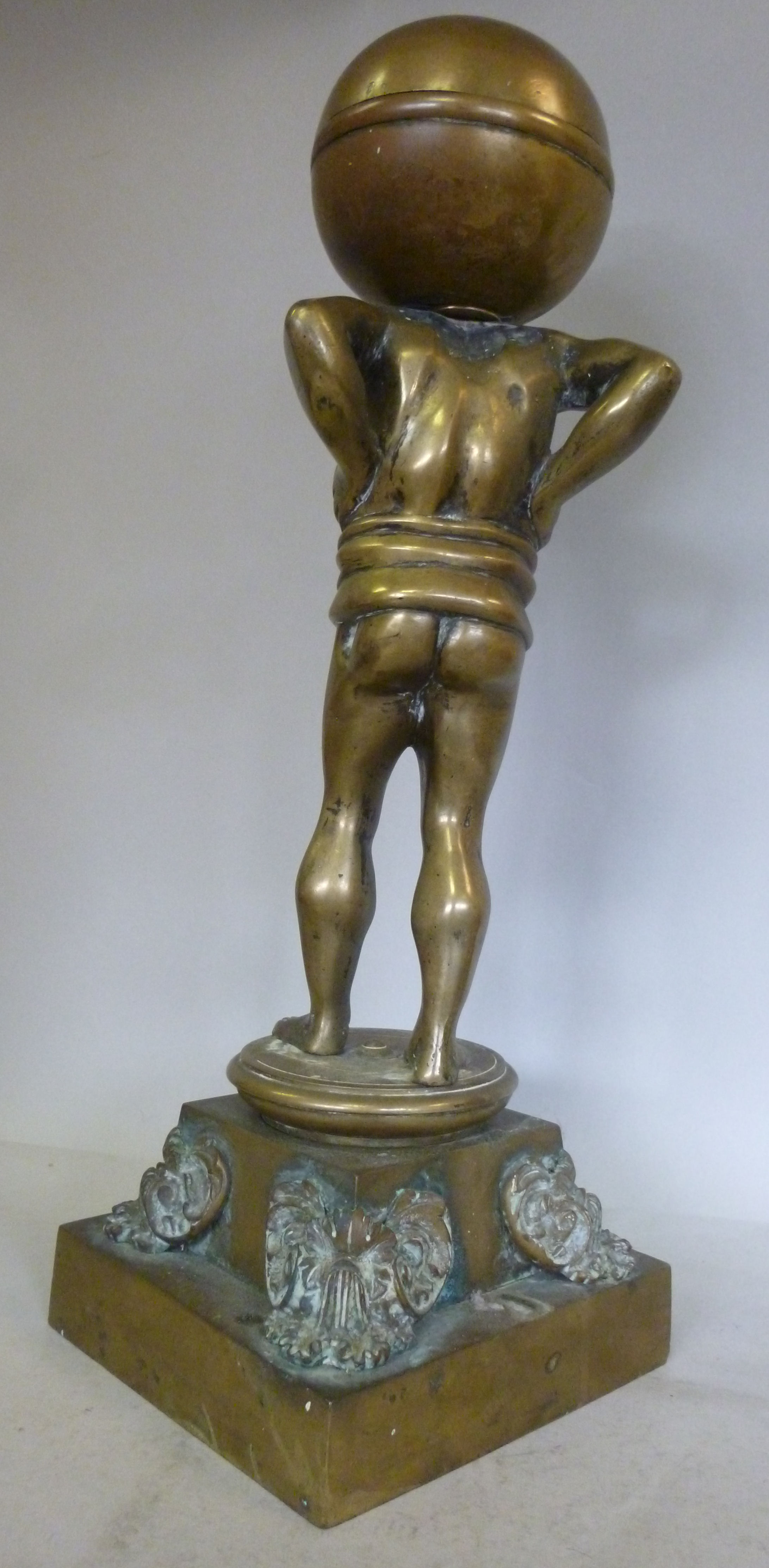 A late Victorian cast bronze lamp base, - Image 3 of 4