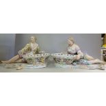 A pair of late 19thC Meissen porcelain f