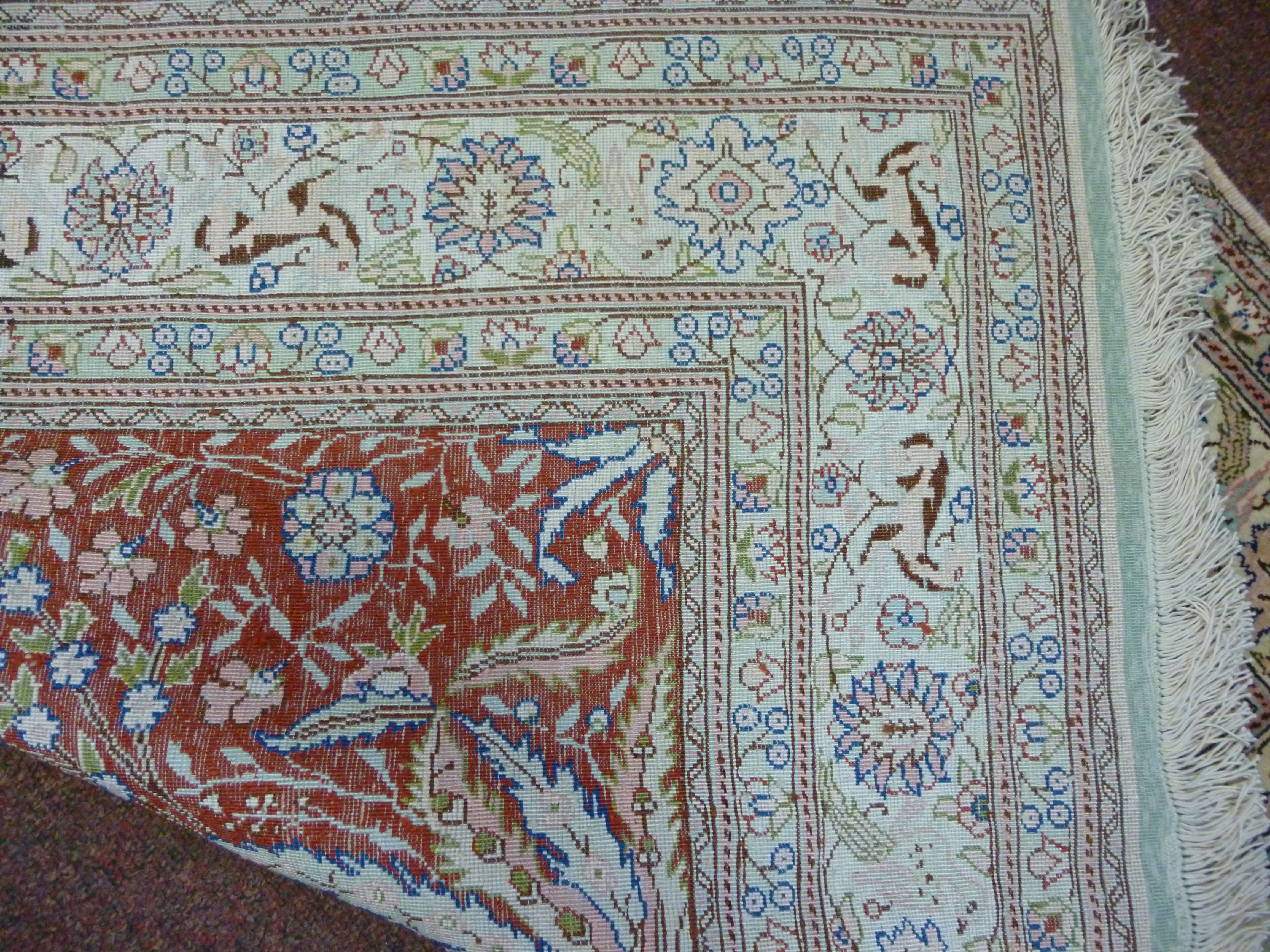 A Persian silk rug, the Tree of Life wit - Image 3 of 3