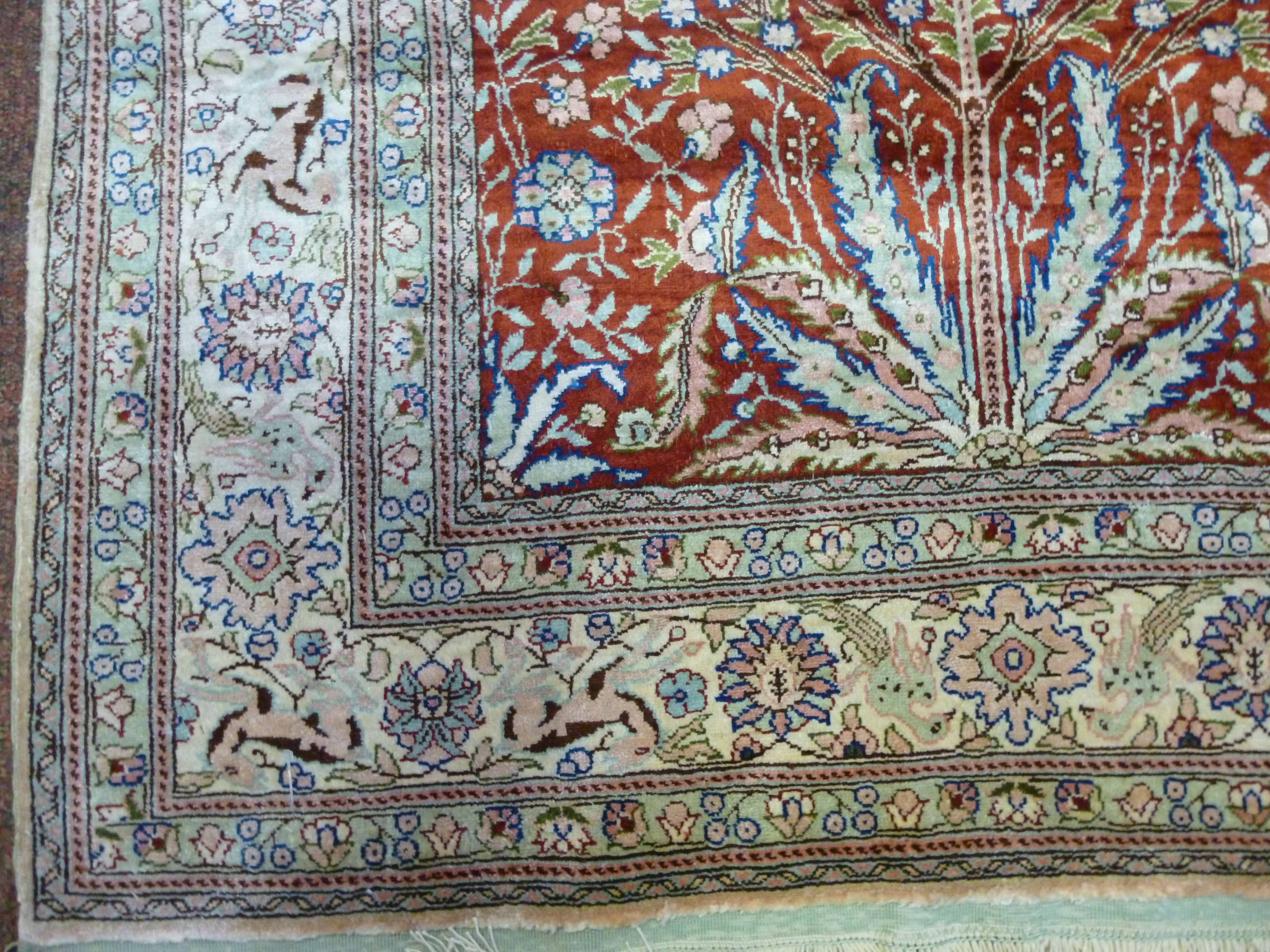 A Persian silk rug, the Tree of Life wit - Image 2 of 3
