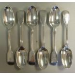 A set of six late Victorian silver fiddl