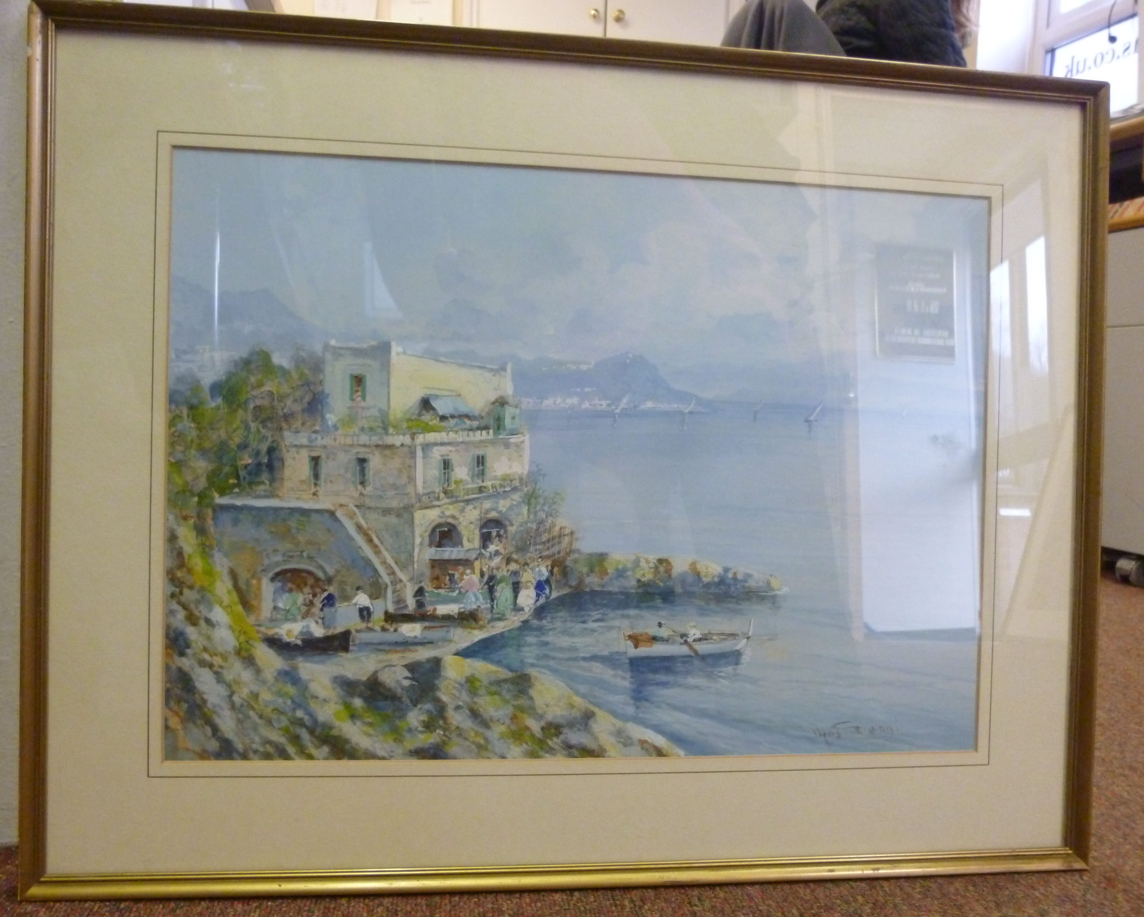 M Gianni - 'Bay of Naples'  guache  bear