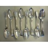 A set of eight George IV silver fiddle a