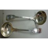 A pair of silver fiddle and thread patte