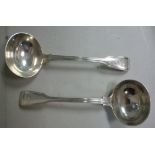 A pair of mid Victorian silver fiddle an