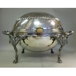 An early 20thC silver plated chafing dis