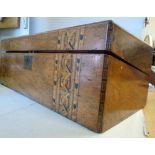 A late 19thC walnut writing box with geo