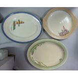 Clarice Cliff pottery plates, viz. an ov