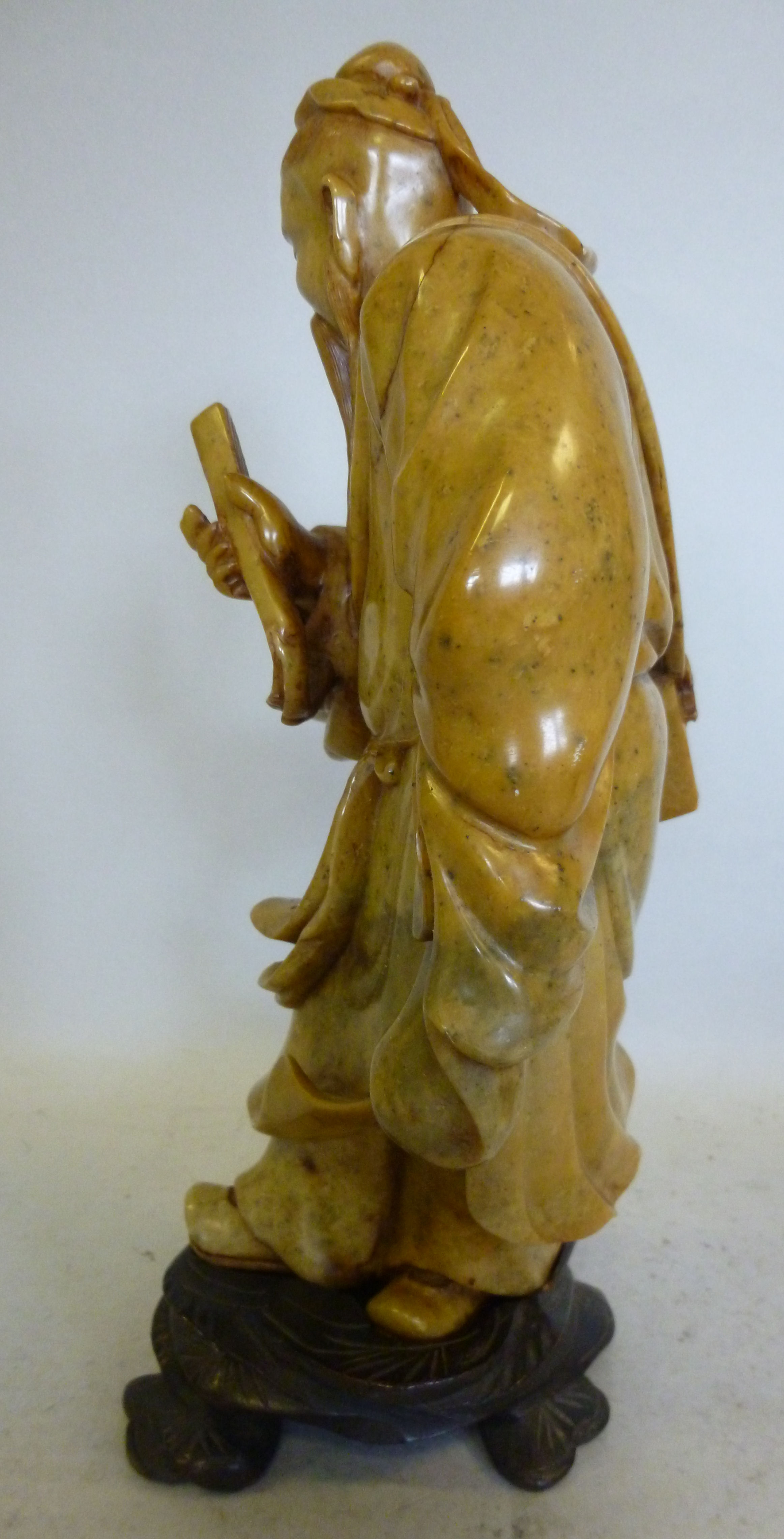 A late 19thC Chinese carved mustard colo - Image 2 of 6