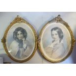 A pair of mid 19thC portrait studies, yo