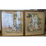 A pair of early 19thC needlework picture