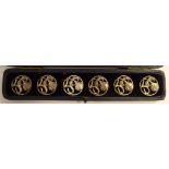 A set of six Edwardian silver buttons, c