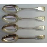 A set of four George III silver fiddle p