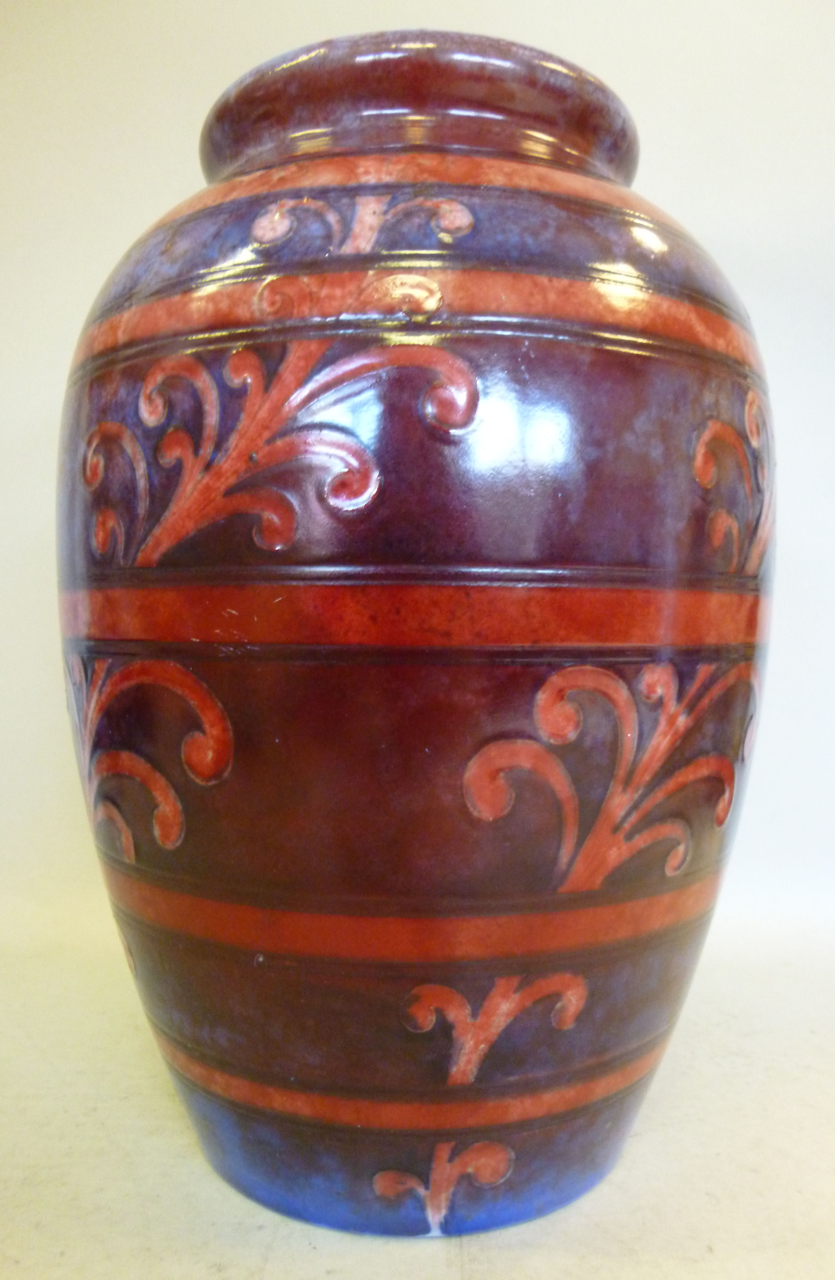 A Moorcroft flambe glazed pottery vase o