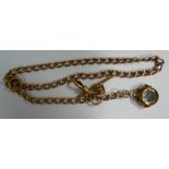 A 9ct gold watch chain with dog clip and