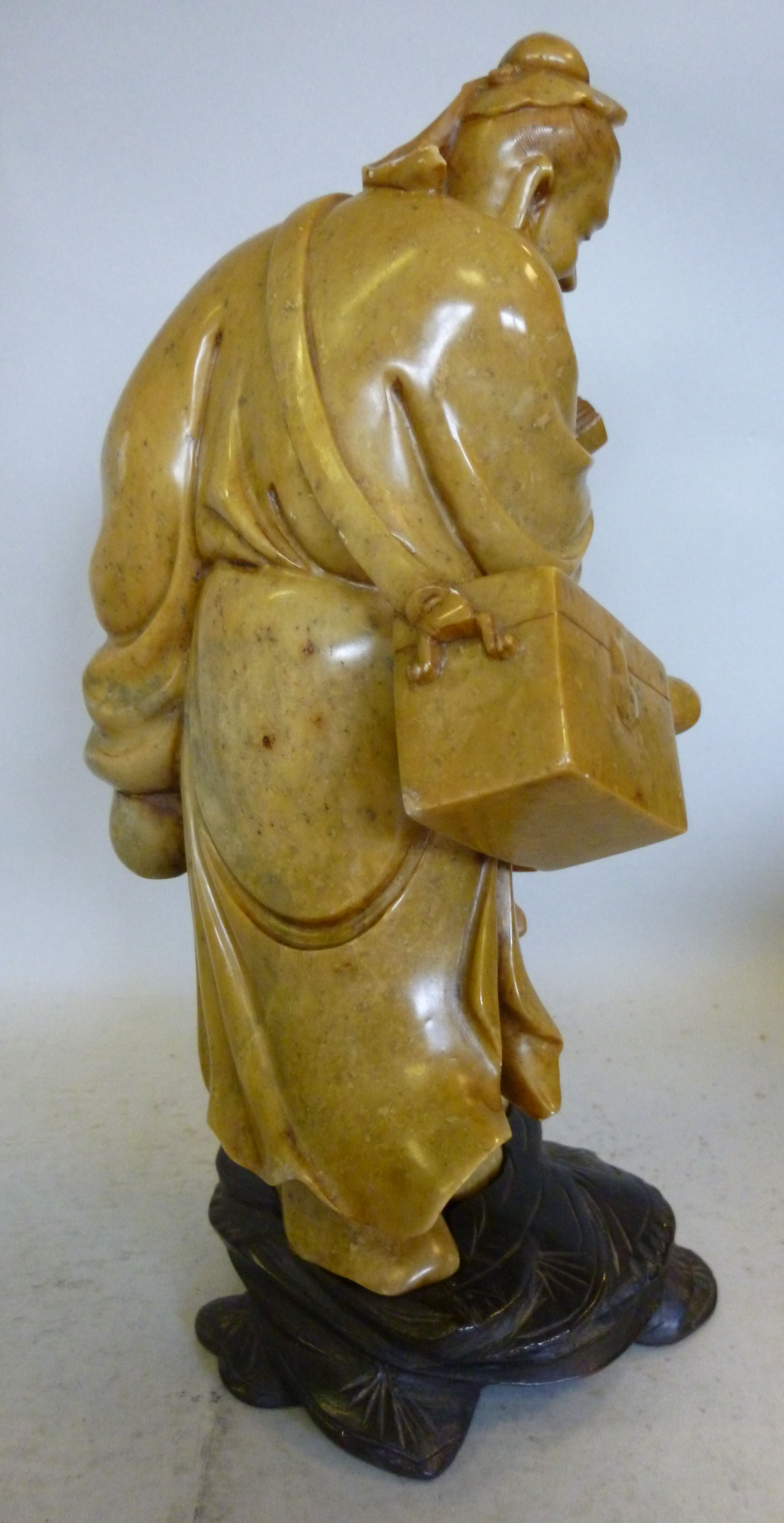 A late 19thC Chinese carved mustard colo - Image 3 of 6