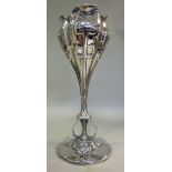 An Edwardian silver tulip vase, decorate