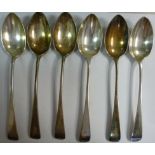 A set of six late Victorian silver Old E