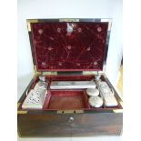 A William IV rosewood vanity box, having