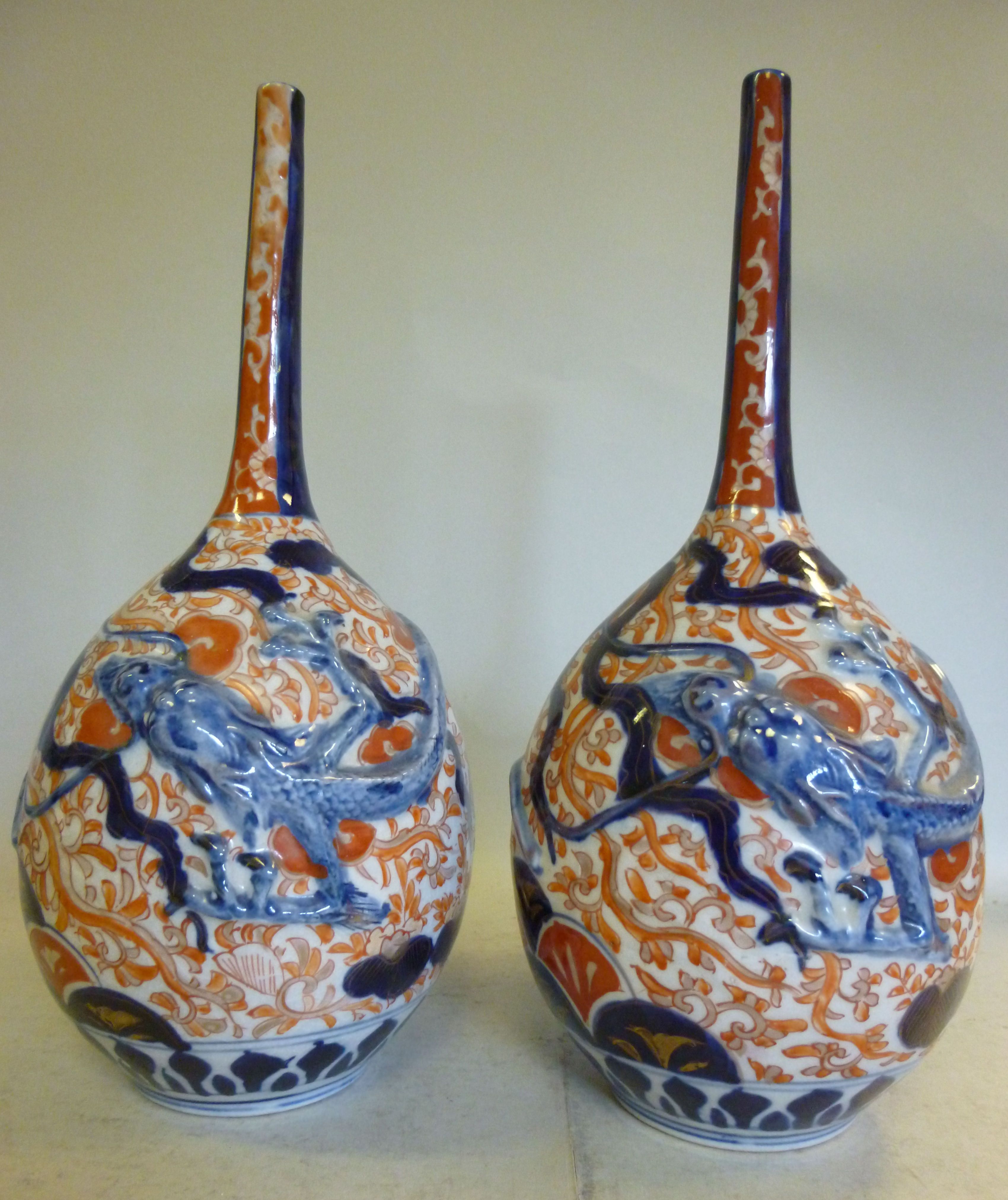 A pair of early 20thC Japanese Imari por