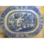 An early 19thC earthenware oval meat pla