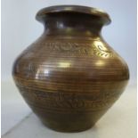 A 19thC central Asian brass vase of bulb
