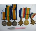 Great War medals on ribbons, viz. two 19