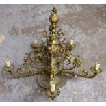 A Continental gilt metal chandelier, hav