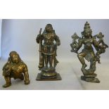 Three 19thC central Asian cast brass myt