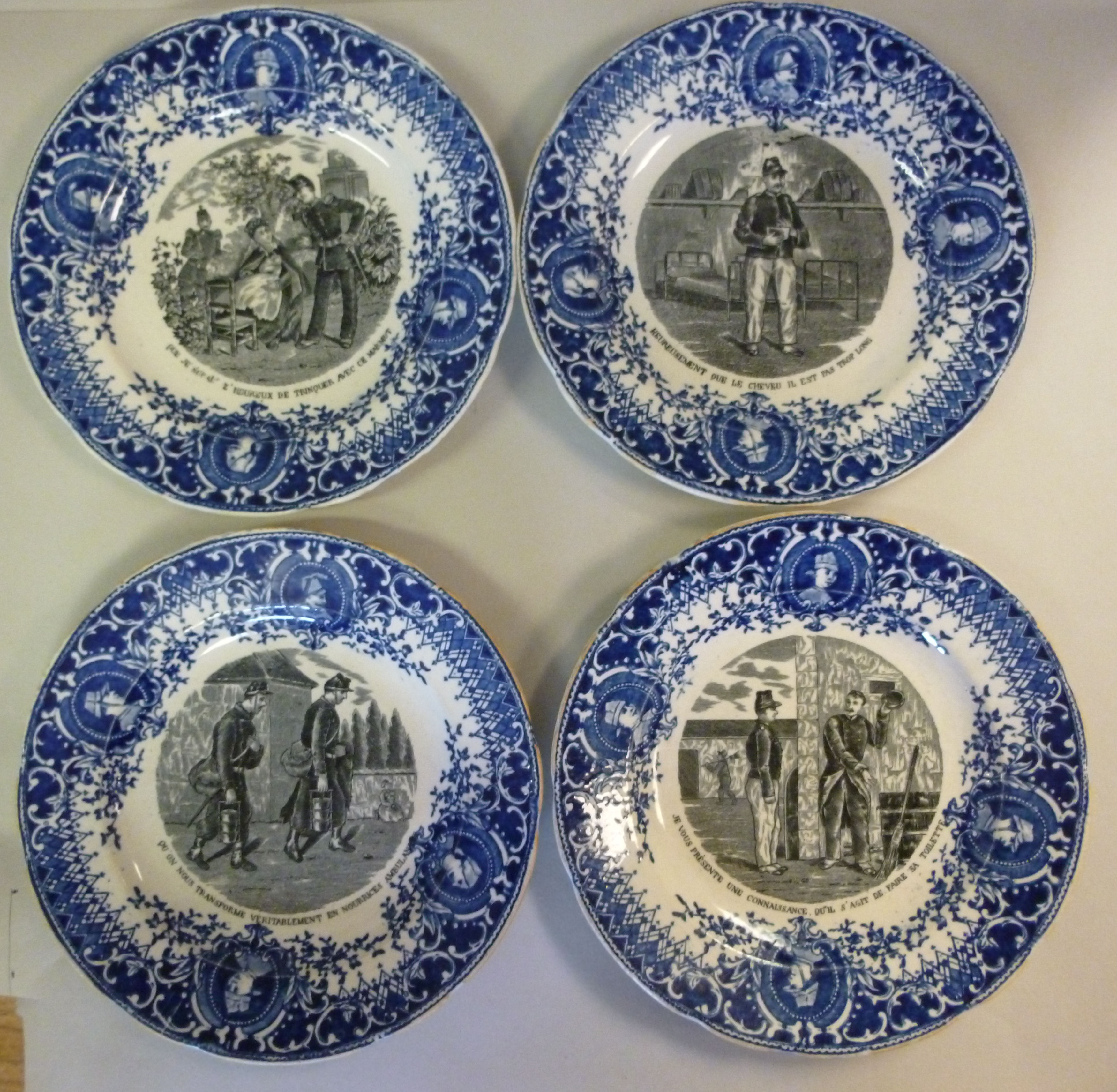 A series of four 19thC French pottery pl