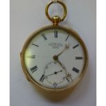 An 18ct gold cased pocket watch, faced b