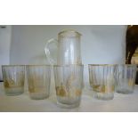 A mid 19thC facet cut glass cordial set,