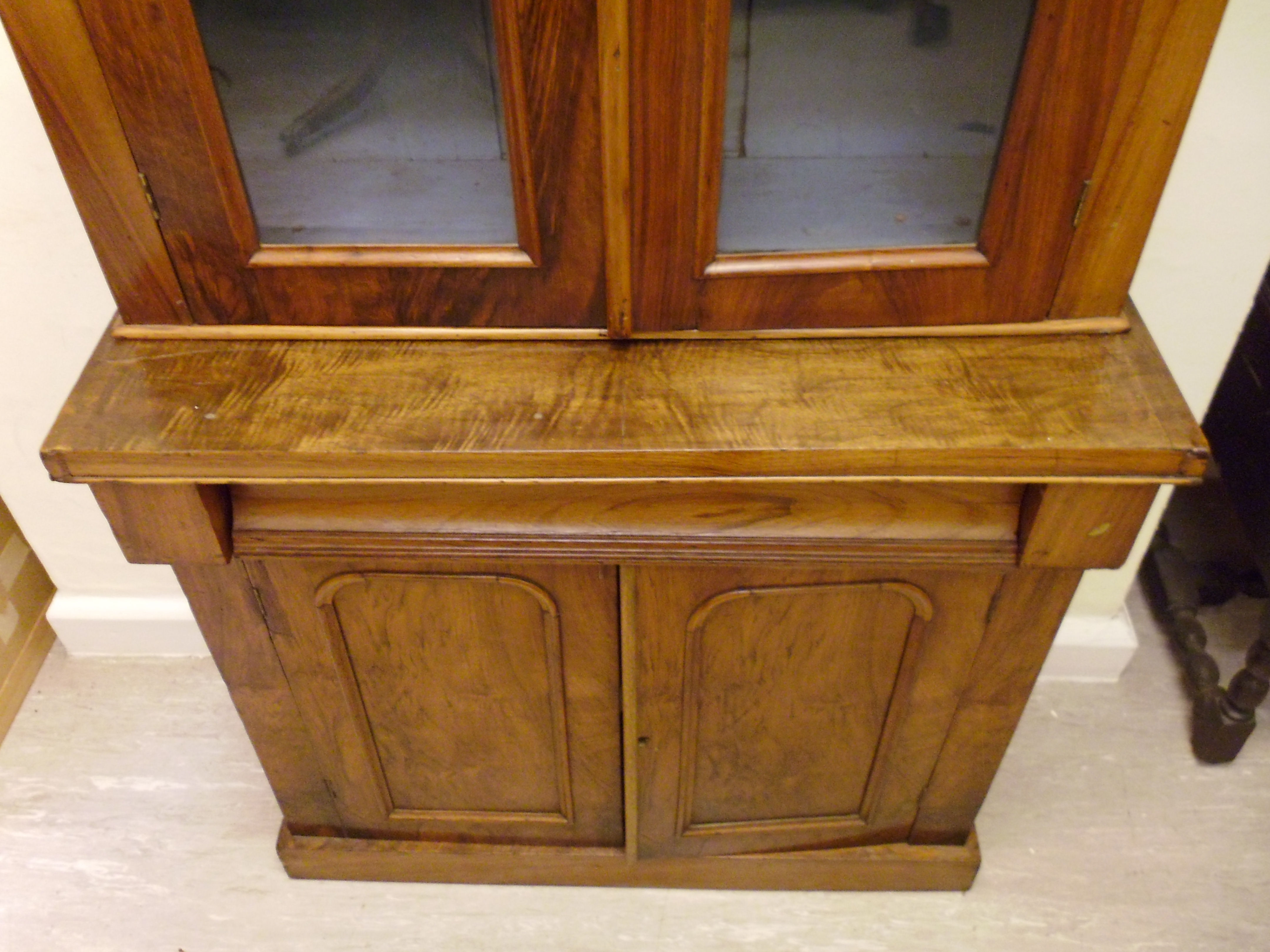 A late Victorian walnut cabinet bookcase - Image 2 of 3