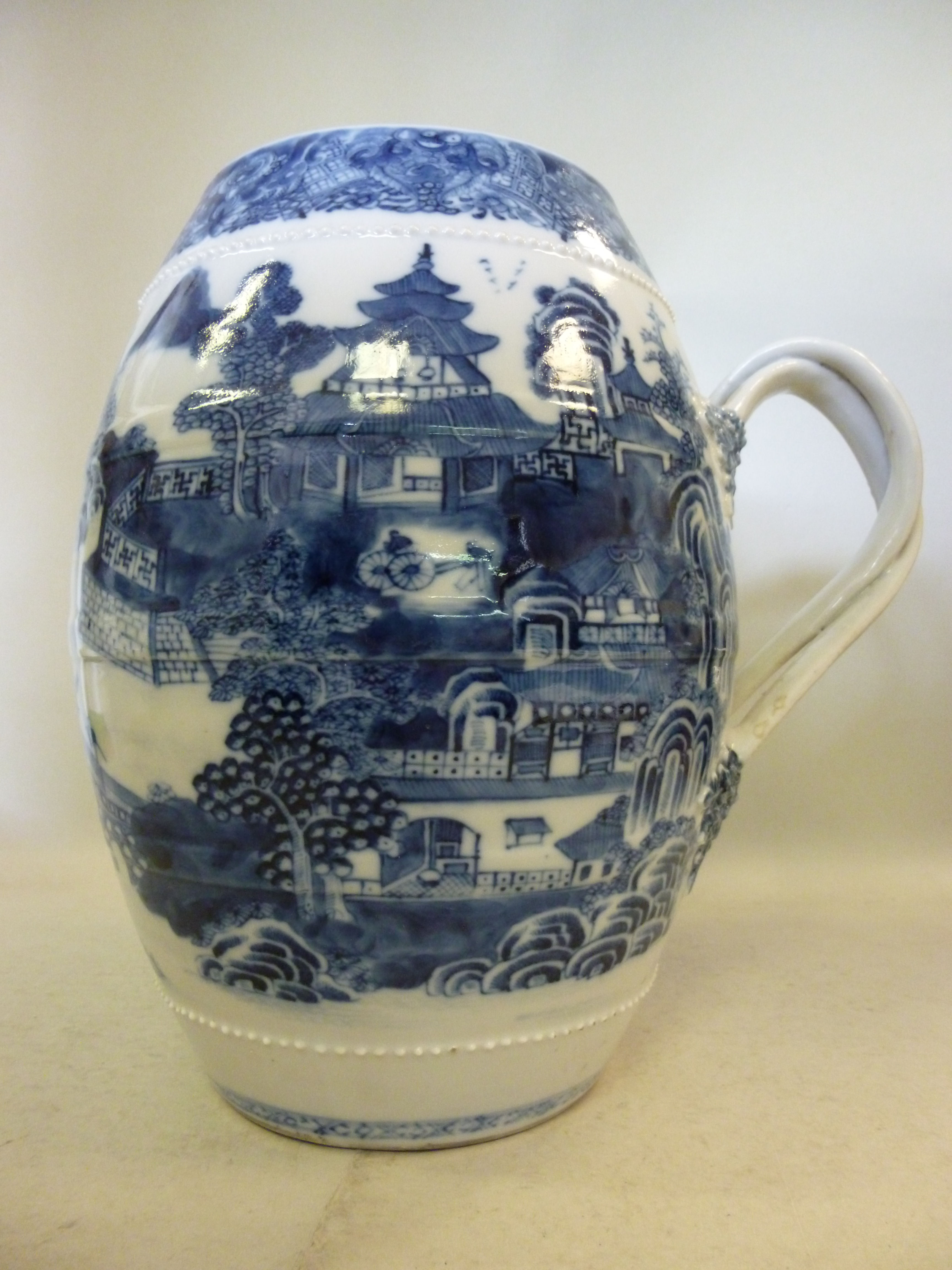 A late 18thC Chinese moulded porcelain b