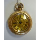 A lady's gold coloured metal cased fob w