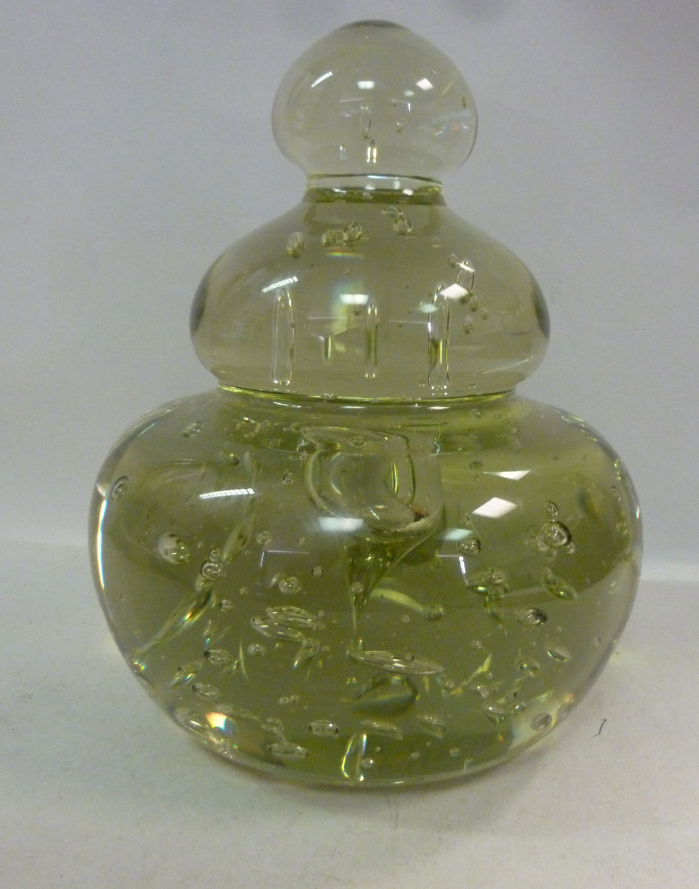 A late Victorian triple gourd green glas