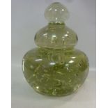 A late Victorian triple gourd green glas